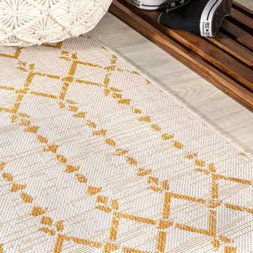 Ourika Moroccan Geometric Textured Weave Indoor/outdoor Area Rug